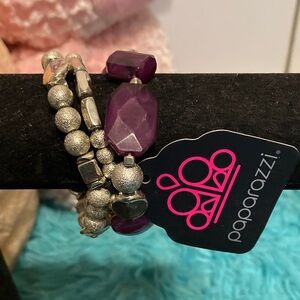 Paparazzi Purple and Silver Beaded Bracelet
